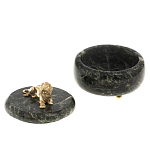 Шкатулка из натурального камня змеевик с фигуркой льва Stone Casket варинант исполнения - 3 | Loft Concept в Саратове