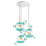 Люстра подвесная с прозрачными бирюзовыми стеклянными шарами и круглым основанием 3 лампы Giopato & Coombes варинант исполнения - 3 | Loft Concept в Саратове