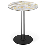 Стол журнальный с круглой столешницей из стекла Gray and Gold Marble варинант исполнения - 1 | Loft Concept в Саратове