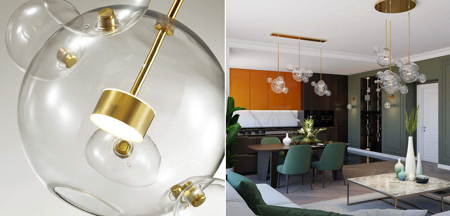 Люстра Transparent Bubble Chandelier Gold Line Люстра Transparent Bubble Chandelier Gold Line - Loft-Concept в Саратове