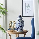 Ваза с крышкой и синим цветочным узором Blue & White Ornament  варинант исполнения - 5 | Loft Concept в Саратове