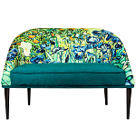 Диван двухместный из натурального бука зеленый с цветочным принтом Impressionism in Art варинант исполнения - 1 | Loft Concept в Саратове