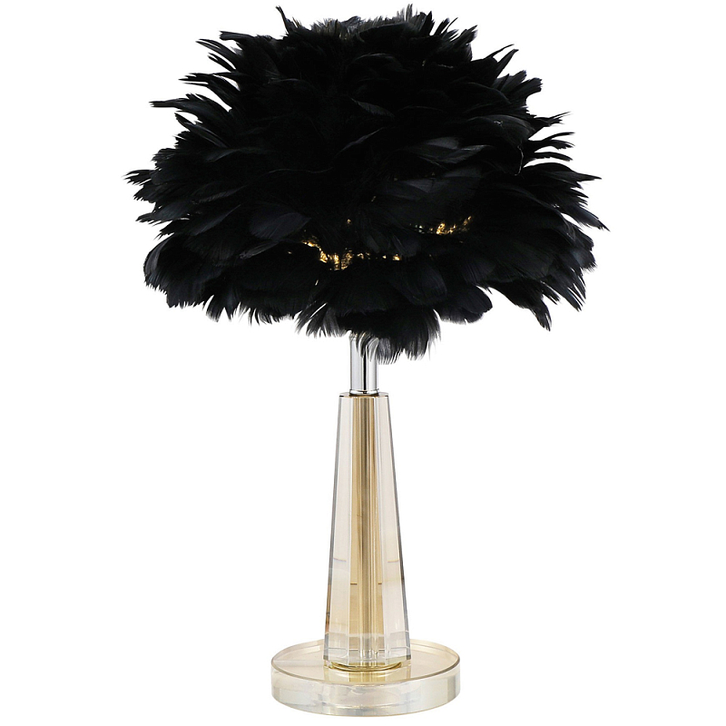 Настольная лампа с перьями Plumage Black Table Lamp Хром Черный Прозрачный в Саратове | Loft Concept 