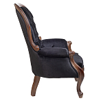 Кресло с мягкой обивкой из черного велюра на 4-х деревянных ножках Evelyn Classical Armchair варинант исполнения - 2 | Loft Concept в Саратове