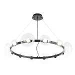 Люстра подвесная круглая с 12-ю прозрачными куполообразными плафонами и черным металлическим основанием Flos Wireline Lighting варинант исполнения - 3 | Loft Concept в Саратове