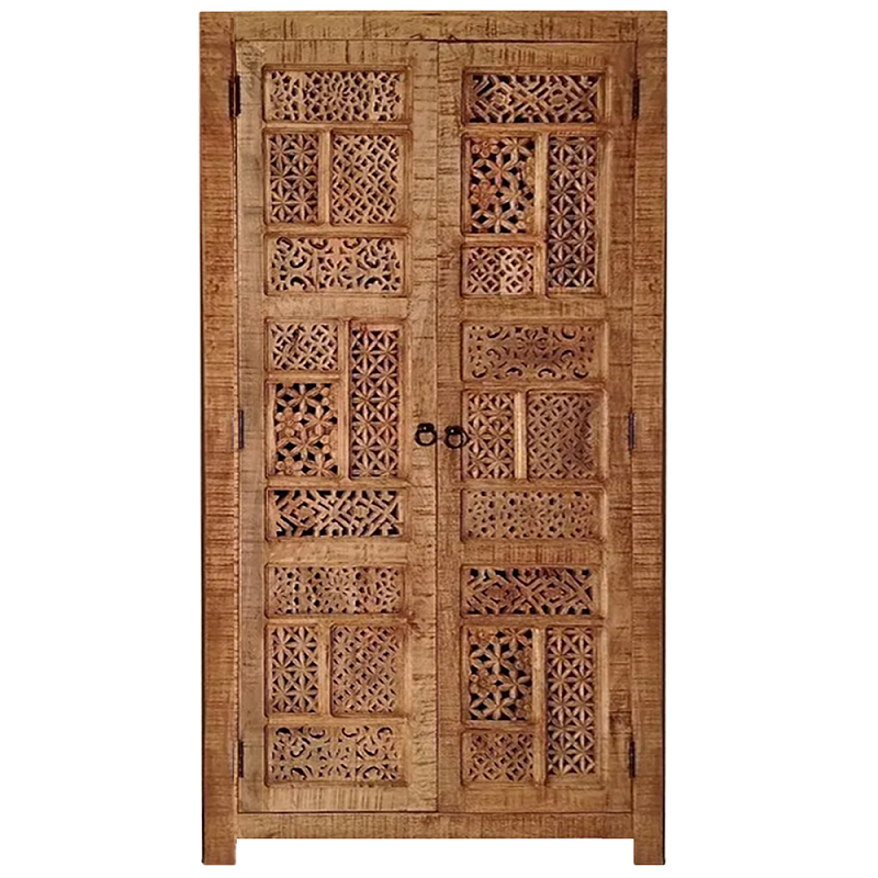 Этнический шкаф с орнаментом резьба из дерева Indian Antique Furniture Коричневый Этнический шкаф с орнаментом резьба из дерева Indian Antique Furniture Коричневый в Саратове | Loft Concept