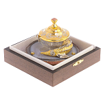 Икорница с декором "Осетр" с гравировкой на подставке из натурального камня Агат Decorative Cavair Dishes варинант исполнения - 4 | Loft Concept в Саратове