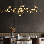 Люстра в виде золотой ветки с цветами и птичками Marvelous Garden варинант исполнения - 4 | Loft Concept в Саратове