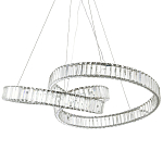 Подвесная люстра в виде изогнутых колец с хрустальным декором Ring Horizontal Oculus Chrome Light Chandelier варинант исполнения - 1 | Loft Concept в Саратове