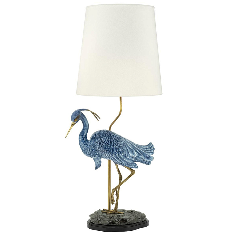 Настольная лампа ABHIKA LAMPTABLE HERON Голубой Золотой в Саратове | Loft Concept 