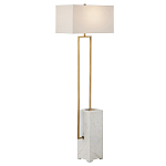 Торшер с прямоугольным абажуром на белом мраморном основании Asymmetry on Marble варинант исполнения - 4 | Loft Concept в Саратове