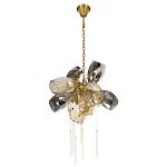 Люстра подвесная со стеклянными плафонами из дымчатого и золотистого с шестью вертикальными подвесками Gilded Mirage  варинант исполнения - 5 | Loft Concept в Саратове