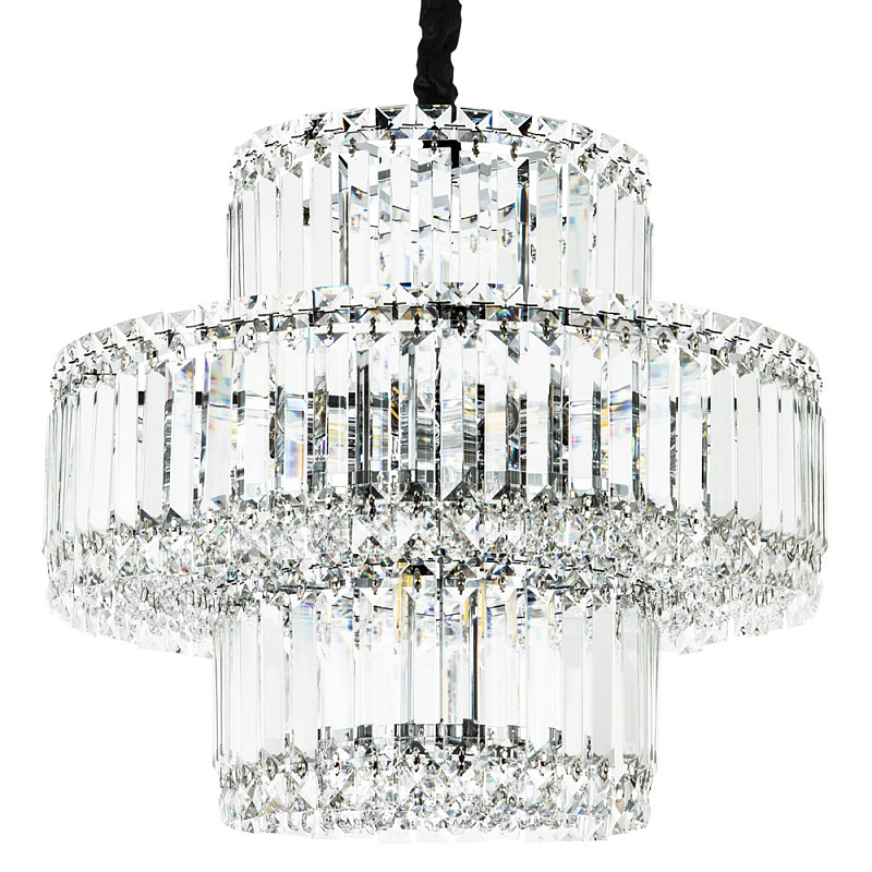 Круглая люстра с хрустальным декором Harmonica Crystal Round Chrome Chandelier Прозрачное Стекло Хром Круглая люстра с хрустальным декором Harmonica Crystal Round Chrome Chandelier Прозрачное Стекло Хром в Саратове | Loft Concept