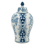 Ваза с крышкой и голубым цветочным рисунком на белом фоне Blue & White Ornament варинант исполнения - 2 | Loft Concept в Саратове