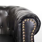 Диван кожаный двухместный на 4-х деревянных ножках из массива березы Logan Leather Seating black варинант исполнения - 5 | Loft Concept в Саратове