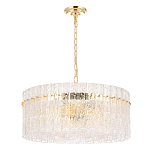 Люстра подвесная круглая с прозрачными рельефными стеклянными вставками и золотым основанием Textured Glass Chandelier варинант исполнения - 1 | Loft Concept в Саратове
