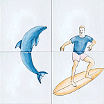 Плитка с узором Дельфин Серфингист варинант исполнения - 2 | Loft Concept в Саратове