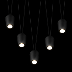 Подвесной светильник черными плафонами на длинных пересекающихся тросах Construction варинант исполнения - 4 | Loft Concept в Саратове