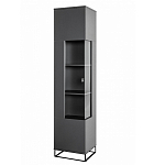 Шкаф-витрина цвета графит с полками и стеклянной дверью Strict Lines варинант исполнения - 1 | Loft Concept в Саратове