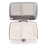 Таблетница карманная квадратная с 2-мя отделениями с зеркалом и накладкой из натуральных камней Малахит Хризоколла Silver Stone Pillboxes варинант исполнения - 3 | Loft Concept в Саратове