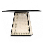 Обеденный стол с круглой чёрной столешницей и плетёным основанием Savanna Round Table варинант исполнения - 1 | Loft Concept в Саратове