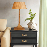 Настольная лампа со скошенным конусовидным абажуром и фигурной ножкой в цвете тик Accord Lighting варинант исполнения - 6 | Loft Concept в Саратове