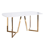 Стол обеденный белый с золотыми глянцевыми ножками Laconic White Table варинант исполнения - 1 | Loft Concept в Саратове