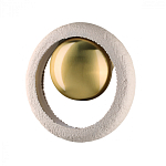 Бра с бежевым текстурным кольцом и латунным шаром в центре Tactile  варинант исполнения - 1 | Loft Concept в Саратове