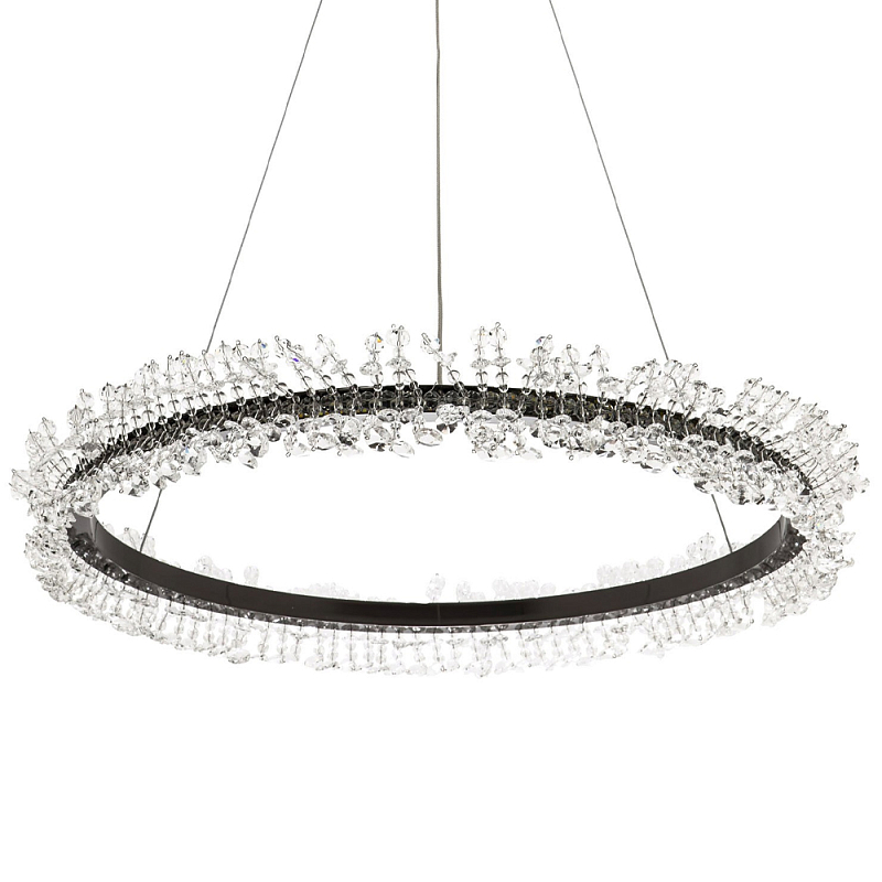 Кольцевая люстра с хрустальным декором Rowan Crystal Ring Horizontal Black Chandelier Прозрачный Черный Кольцевая люстра с хрустальным декором Rowan Crystal Ring Horizontal Black Chandelier Прозрачный Черный в Саратове | Loft Concept