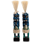 Комплект из 2-х деревянных статуэток Asmat Straw Headdress Statuettes Blue Tattoo варинант исполнения - 1 | Loft Concept в Саратове