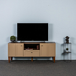 ТВ-тумба бежевая из массива бука с 2-мя дверками и ящиком Wenge Light варинант исполнения - 5 | Loft Concept в Саратове