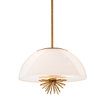 Подвесной светильник золотого цвета с полусферическим опаловым плафоном и декоративным элементом Elstead Lighting варинант исполнения - 1 | Loft Concept в Саратове