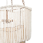 Трехъярусная люстра с подвесками из круглых деревянных бусин белая White Beads Three-tier Chandelier  варинант исполнения - 6 | Loft Concept в Саратове