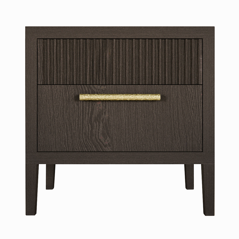 Прикроватная Тумбочка Primo с двумя ящиками Темный орех Орех Золотой в Саратове | Loft Concept 