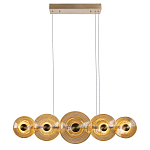 Люстра подвесная светодиодная со стеклянными плафонами янтарного цвета в форме дисков Savio Glass Disc варинант исполнения - 2 | Loft Concept в Саратове