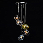 Люстра каскадная с 5-ю разноцветными стеклянными плафонами Kaleido варинант исполнения - 3 | Loft Concept в Саратове