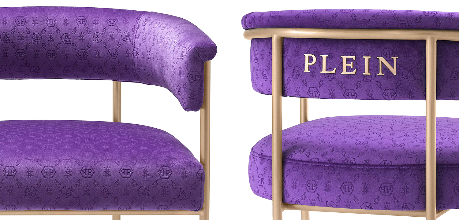 Стул Philipp Plein Dining Chair Monogram Фиолетовый Стул Philipp Plein Dining Chair Monogram Фиолетовый - Loft-Concept в Саратове