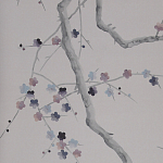 Обои ручная роспись Plum Blossom Special Colourway on Lilac Hint dyed silk варинант исполнения - 2 | Loft Concept в Саратове