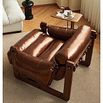 Кресло-диван кожаное на деревянном каркасе Medieval Furniture варинант исполнения - 1 | Loft Concept в Саратове