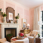 Обои ручная роспись Jharokha Arches Original colourway on pink painted Xuan paper варинант исполнения - 3 | Loft Concept в Саратове