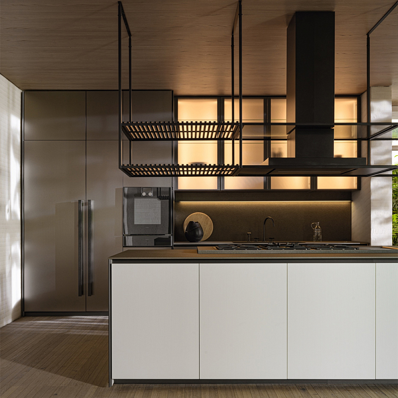 Кухонный гарнитур с длинным островом PRIME Dada Engenereed Kitchen Коричневый Серый Белый Кухонный гарнитур с длинным островом PRIME Dada Engenereed Kitchen Коричневый Серый Белый в Саратове | Loft Concept