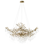Подвесная люстра в виде ветвей деревьев золотого цвета с прозрачными подвесками-каплями 10 и 14 ламп Droplet Chandelier варинант исполнения - 1 | Loft Concept в Саратове