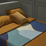 Плед из хлопка синего цвета с абстрактным принтом Elysian Flow Ocean варинант исполнения - 5 | Loft Concept в Саратове