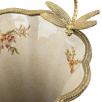 Ваза голубого цвета из фарфора с цветочным рисунком и бронзовой стрекозой Blue Garden варинант исполнения - 1 | Loft Concept в Саратове