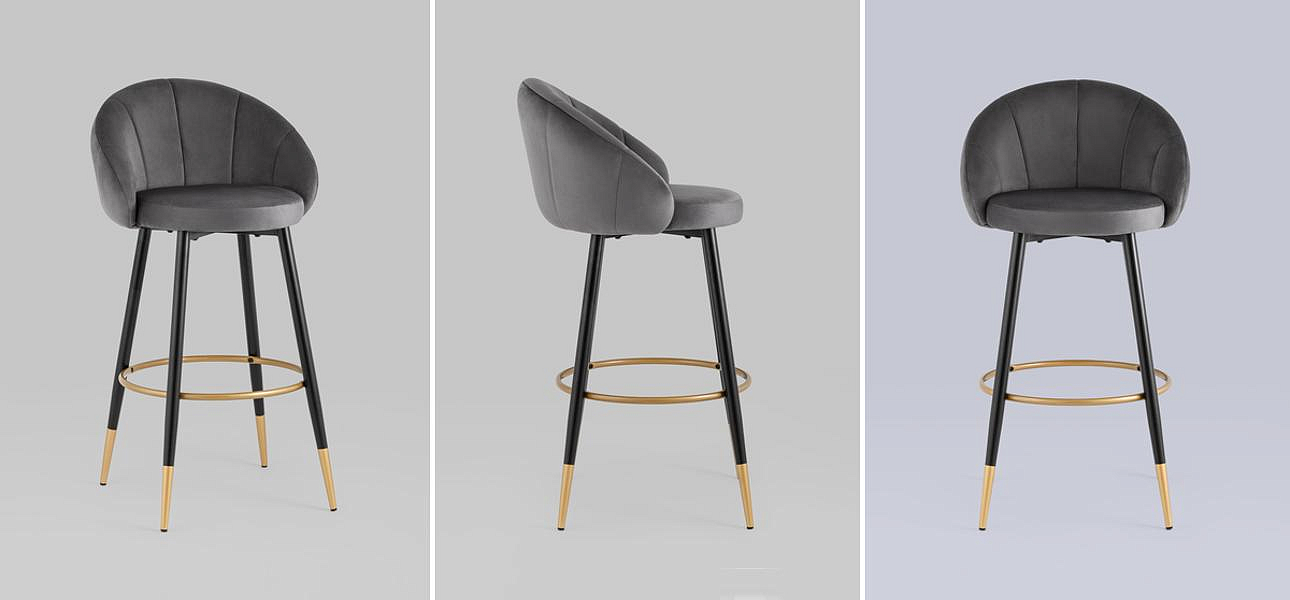 Барный Стул Alberto Chair Серый Велюр Барный Стул Alberto Chair Серый Велюр - Loft-Concept в Саратове