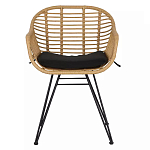 Стул с ротанговым плетением Wicker Half Chair с подлокотниками варинант исполнения - 1 | Loft Concept в Саратове