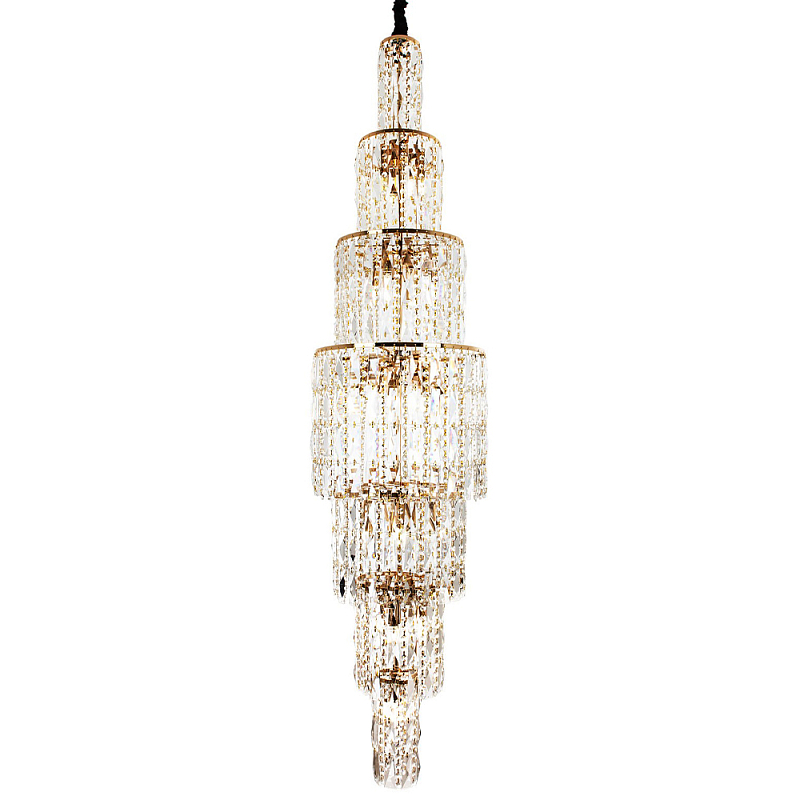 Большая многоярусная люстра с хрустальными подвесками Crystal Art Multi-tiered Gold Chandelier Прозрачный Золотой Большая многоярусная люстра с хрустальными подвесками Crystal Art Multi-tiered Gold Chandelier Прозрачный Золотой в Саратове | Loft Concept