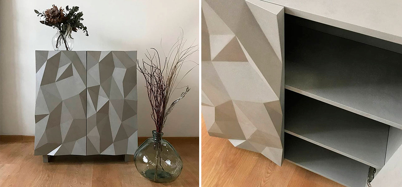 Комод с большими угловыми фигурами с одной секцией, 2 полки Geometric Greece Комод с большими угловыми фигурами с одной секцией, 2 полки Geometric Greece - Loft-Concept в Саратове