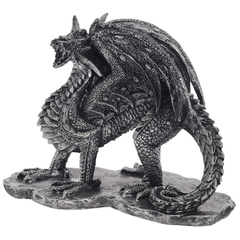 Декоративная статуэтка Дракон Dragon Black Silver Statuette Серебряный Декоративная статуэтка Дракон Dragon Black Silver Statuette Серебряный в Саратове | Loft Concept