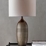 Настольная лампа керамическая с тканевым цилиндрическим абажуром Bullet варинант исполнения - 3 | Loft Concept в Саратове